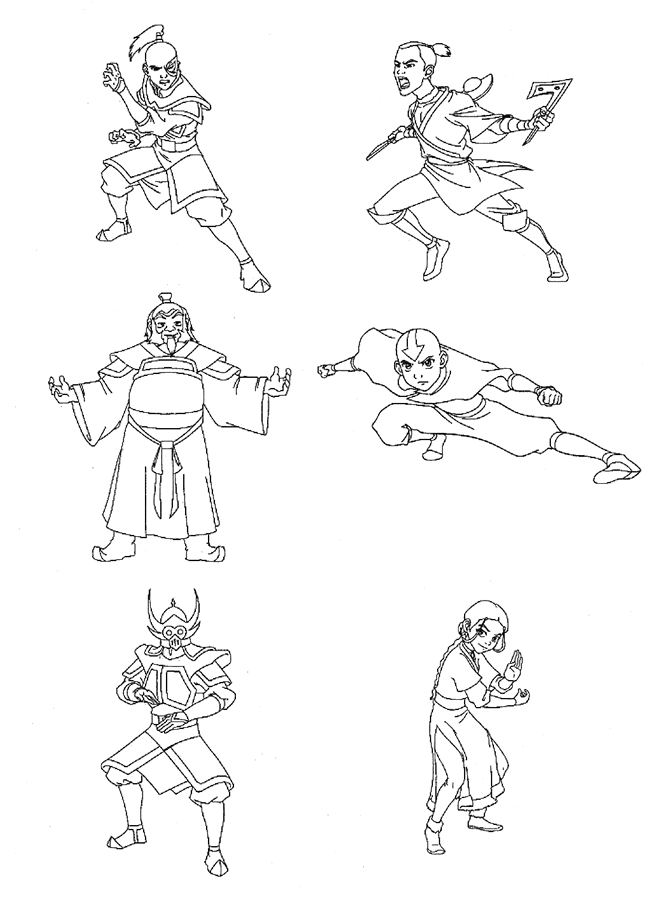 coloriage les personnages de l avatar dernier maitre de l air